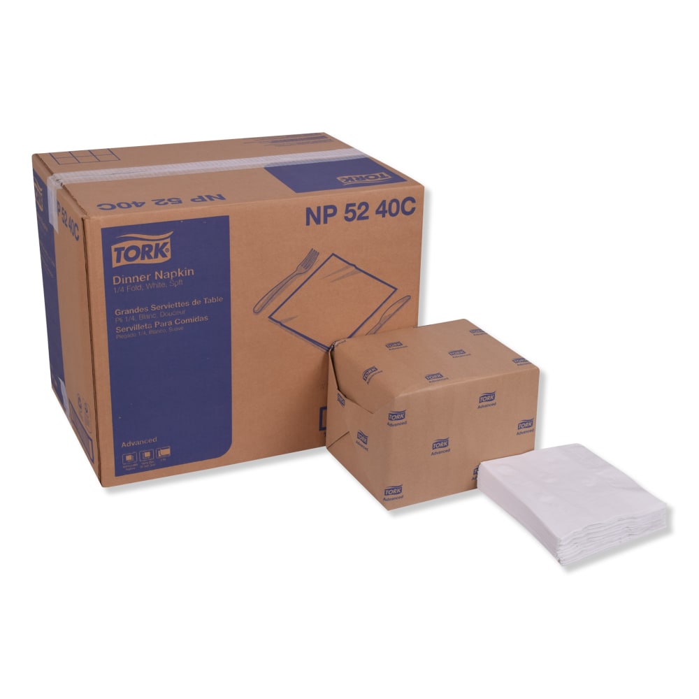 Tork Advanced 2-Ply Dinner Napkins, 15in x 16-1/4in, White, 375 Per Pack, Carton Of 8 Packs MPN:NP5240C