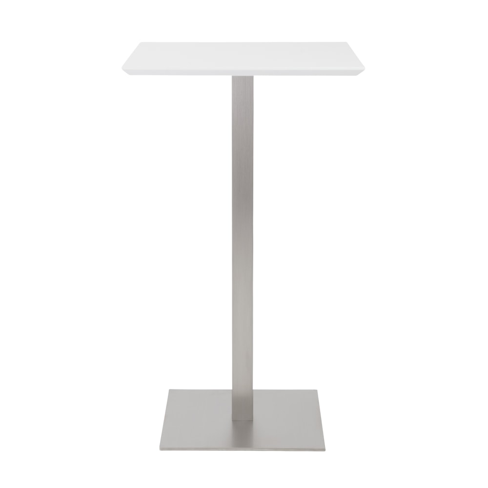 Eurostyle Elodie Bar Table, 41-1/2inH x 23-1/2inW x 23-1/2inD, Matte White/Brushed Silver MPN:38780MTWHT-KIT