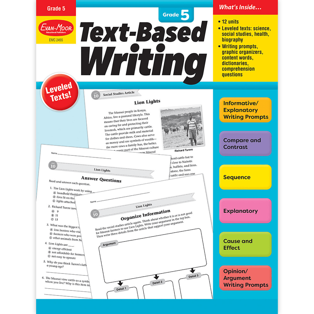 Evan-Moor Educational Publishers Text-Based Writing, Grade 5 MPN:EMC2455