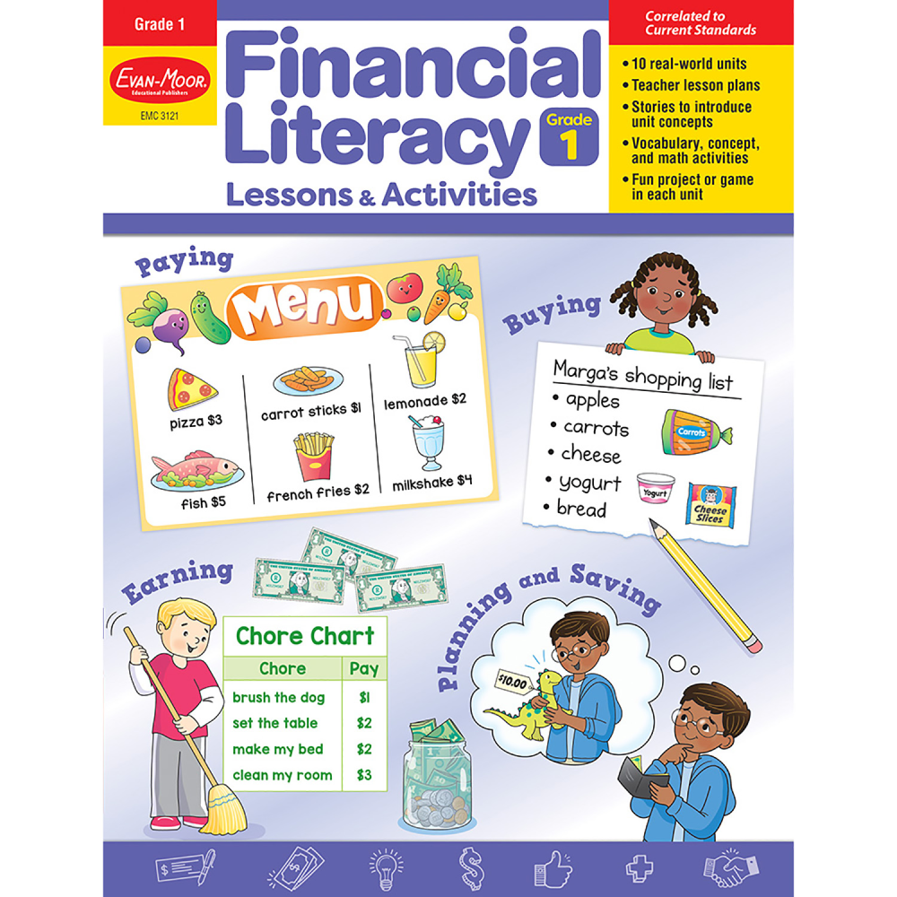 Evan-Moor Financial Literacy Lessons & Activities, Grade 1 MPN:EMC3121