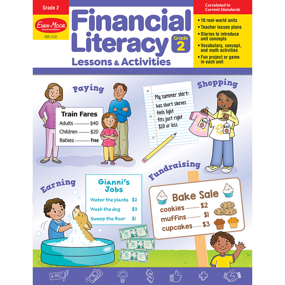Evan-Moor Financial Literacy Lessons & Activities, Grade 2 MPN:EMC3122