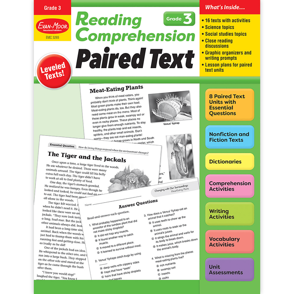 Evan-Moor Educational Publishers Reading Comprehension: Paired Text, Grade 3 MPN:EMC3293