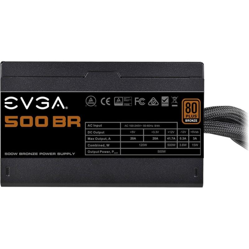 EVGA BR Power Supply - Internal - 120 V AC, 230 V AC Input - 3.3 V DC, 5 V DC, 12 V DC Output - 500 W - 1 +12V Rails - 1 Fan(s) - ATI CrossFire Supported - NVIDIA SLI Supported - 85% Efficiency MPN:100-BR-0500-K1
