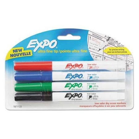 Low-Odor Dry-Erase Marker, Extra-Fine Bullet Tip, Assorted Colors, PK4 MPN:1871133A