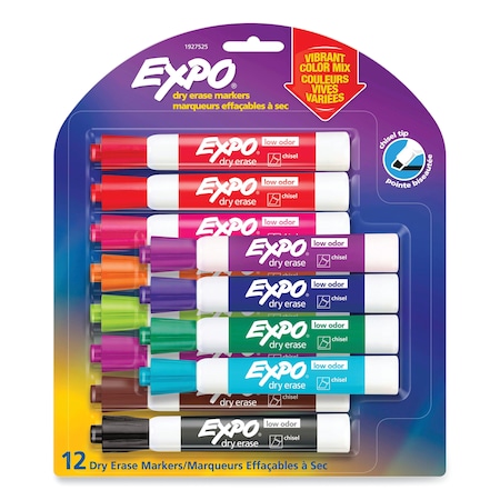 Dry Erase Marker, Assorted, Capped, PK12 MPN:1927525
