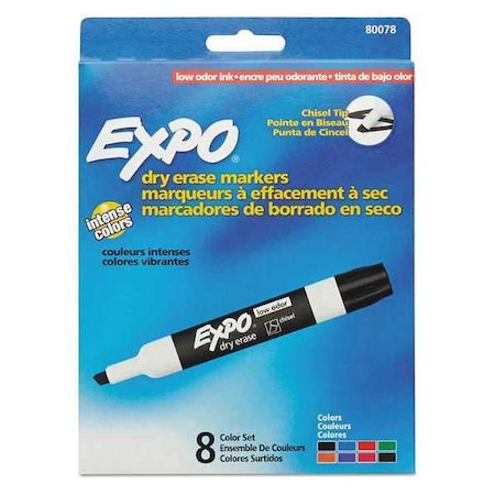 Low-Odor Dry-Erase Marker, Broad Chisel Tip, Assorted Colors, PK8 MPN:80078A