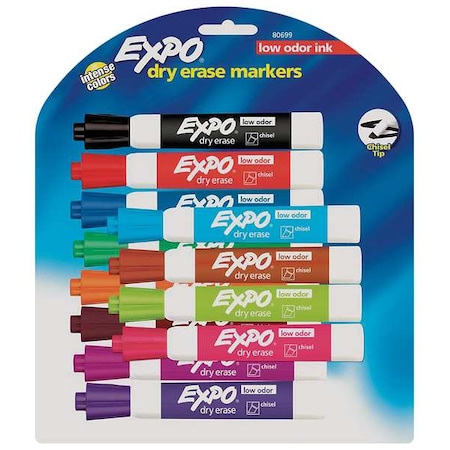 Dry Erase Marker Set, Chisel Tip, Assorted Colors PK12 Low Odor MPN:80699A