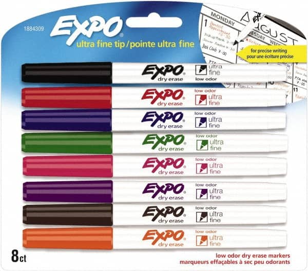 Pack of 8 Low Odor Ultra Fine Tip Dry Erase Markers, Black, Blue, Brown, Green, Orange, Pink, Purple & Red MPN:1884309 Pack of 8 Low Odor Ultra Fine Tip Dry Erase Markers, Black, Blue, Brown, Green, Orange, Pink, Purple & Red MPN:1884309