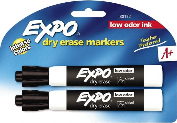 Pack of (2), Black, Low Odor Chisel Tip, Dry Erase Markers MPN:80152 Pack of (2), Black, Low Odor Chisel Tip, Dry Erase Markers MPN:80152