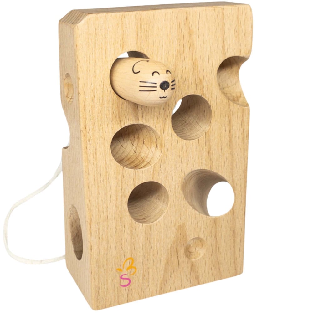 Extasticks Cheesalino Wooden Lacing Toy (Cheese And Mouse) MPN:EXAE3305