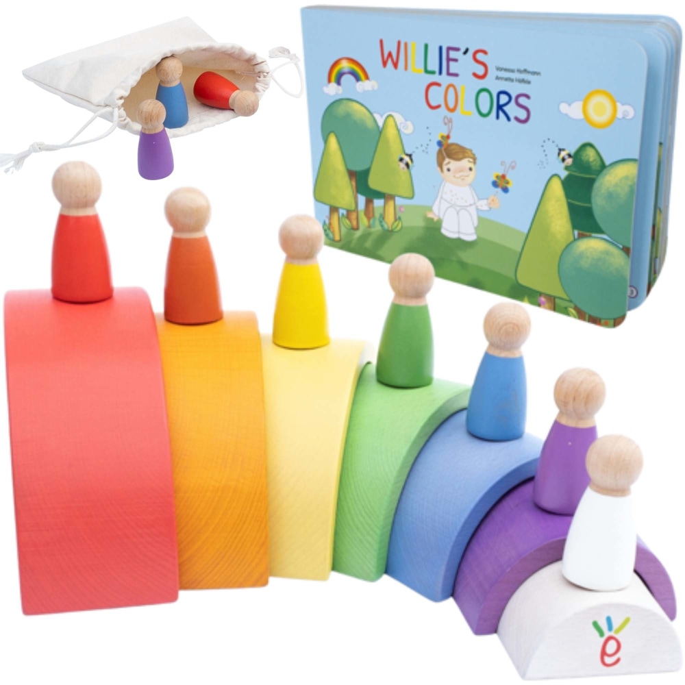 Extasticks Willies Rainbow World Wooden Arches And Peg Dolls Set With Book MPN:EXAE3304
