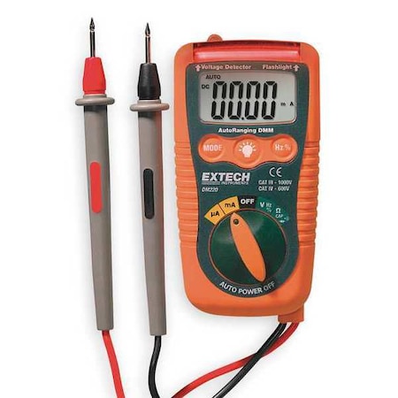Digital Multimeter, 600 V Max DC, 4 V Max AC, Average, 4, 000 Instrument Counts, LCD MPN:DM220