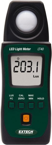 AAA Batteries, 40,000 FC, LCD Display, Color Corrected Photodiode, Light Meter MPN:LT40