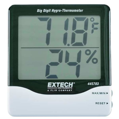 Indoor Digital Hygrometer, 14 to 140 F, Depth: 4/5 in MPN:445703