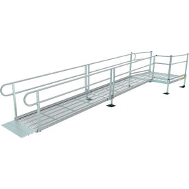 EZ-ACCESS PATHWAY 3G Platform 5'x5' Expanded Metal 2-Line Handrail 65-1/2