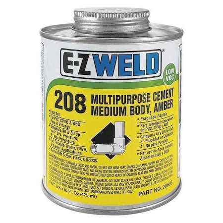 Cement, 16 Oz, Amber, PVC, CPVC, ABS MPN:20803