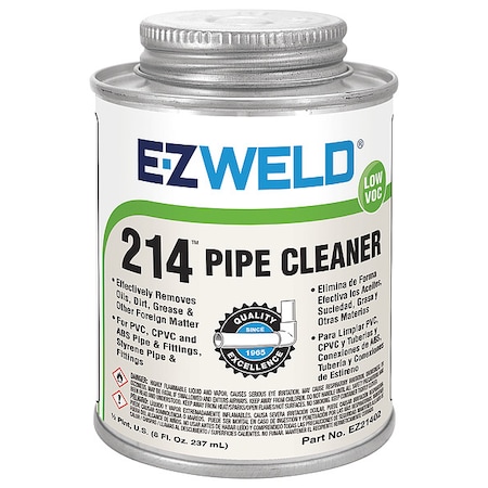 Cleaner, 8 Oz, Clear, PVC, CPVC, ABS MPN:21402