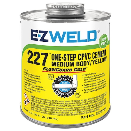 CPVC One-Step Cement, 32 Oz, Yellow MPN:22704