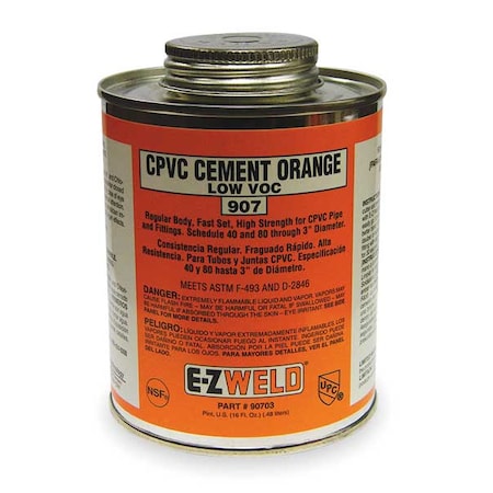 CPVC Cement, 16 Oz, Orange MPN:EZ20703