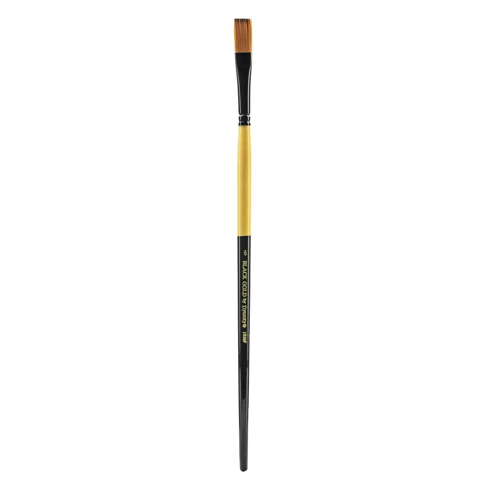 Dynasty Long-Handled Paint Brush 1526F, Size 6, Flat Bristle, Nylon, Multicolor MPN:12152
