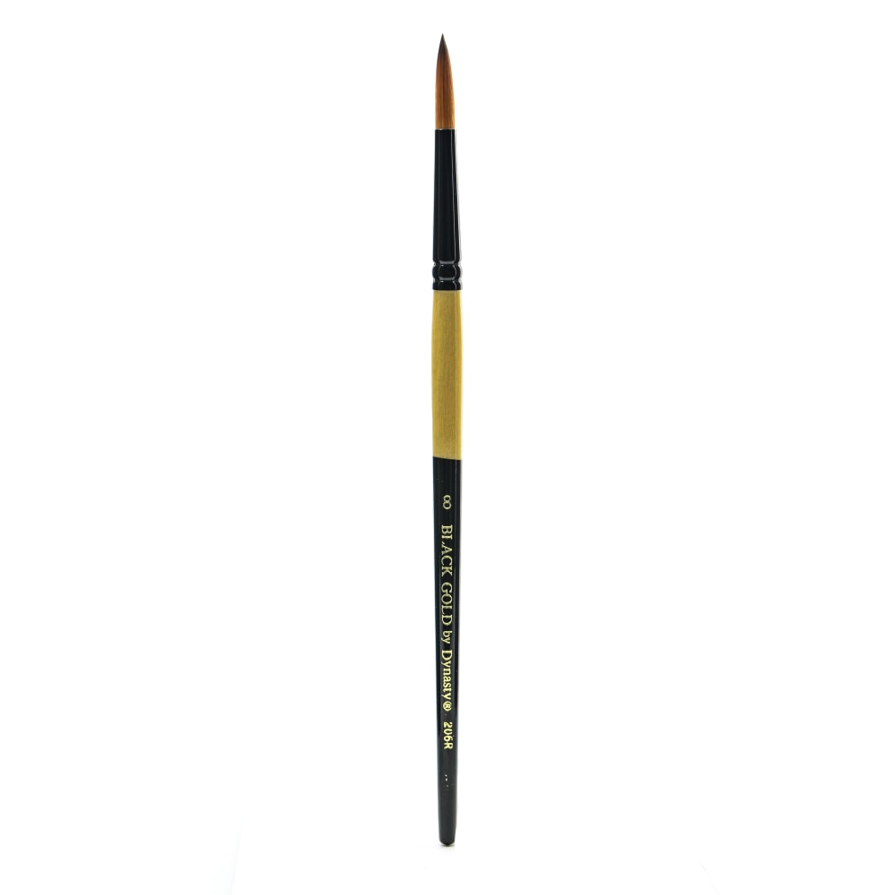Dynasty Short-Handled Paint Brush, Size 8, Round Bristle, Synthetic, Multicolor MPN:12198