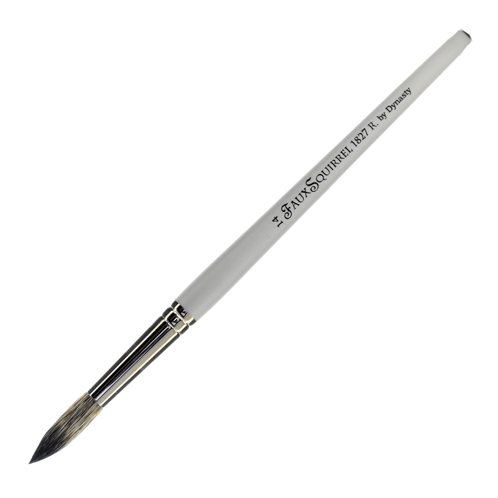 Dynasty Faux Squirrel Paint Brush, Size 14, Round Bristle, Squirrel Hair, Silver MPN:23262