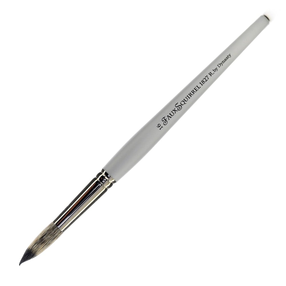 Dynasty Faux Squirrel Paint Brush, Size 16, Round Bristle, Squirrel Hair, Silver MPN:23263