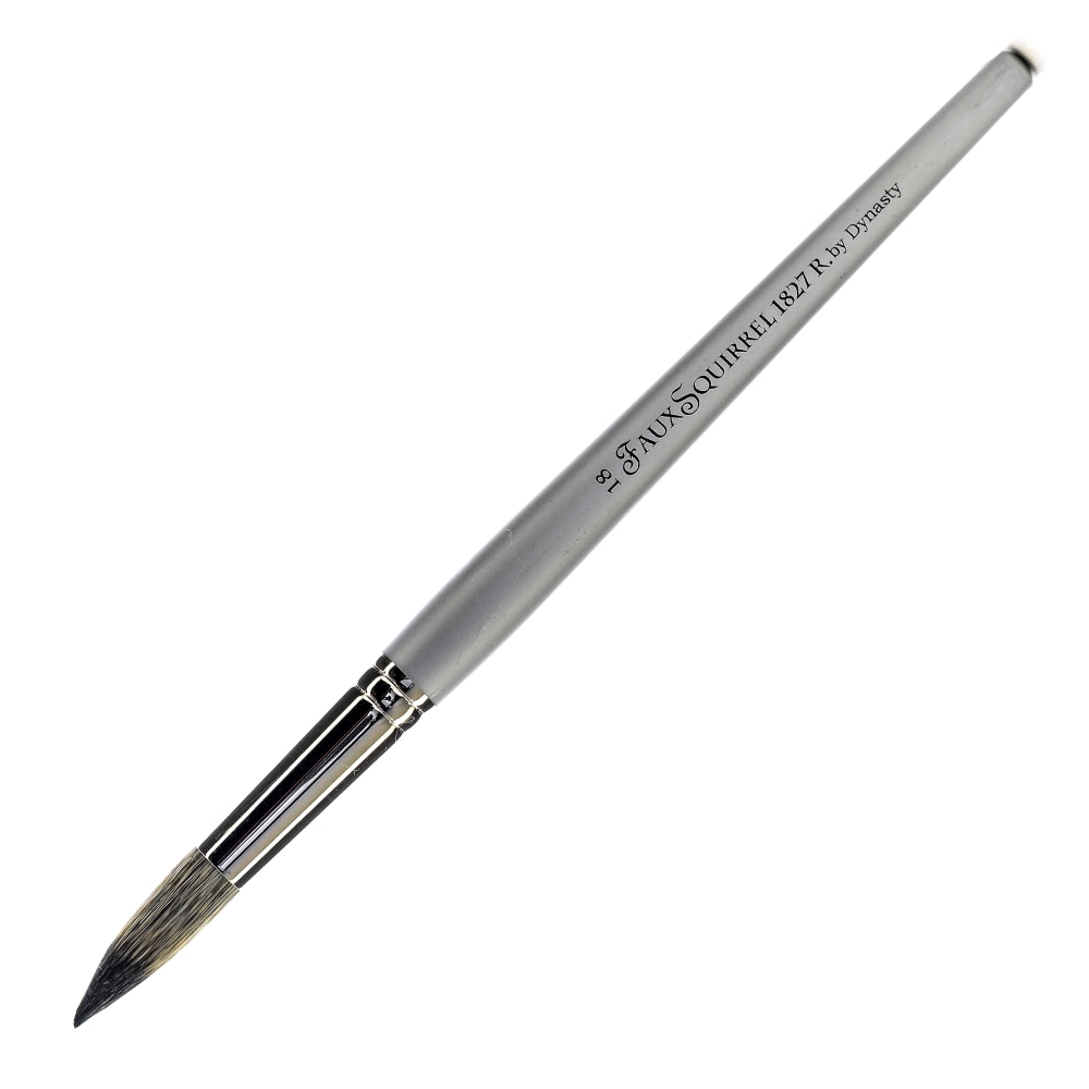 Dynasty Faux Squirrel Paint Brush, Size 18, Round Bristle, Squirrel Hair, Silver MPN:23264
