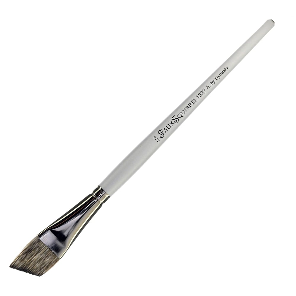 Dynasty Faux Squirrel Paint Brush, 3/4in, Angled Bristle, Squirrel Hair, Silver MPN:23267