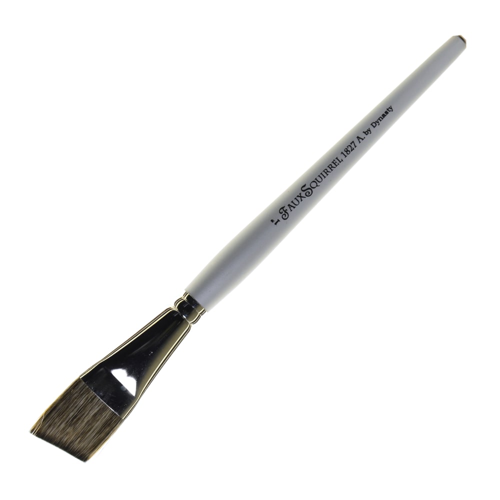 Dynasty Faux Squirrel Paint Brush, 1in, Angled Bristle, Squirrel Hair, Silver MPN:23268
