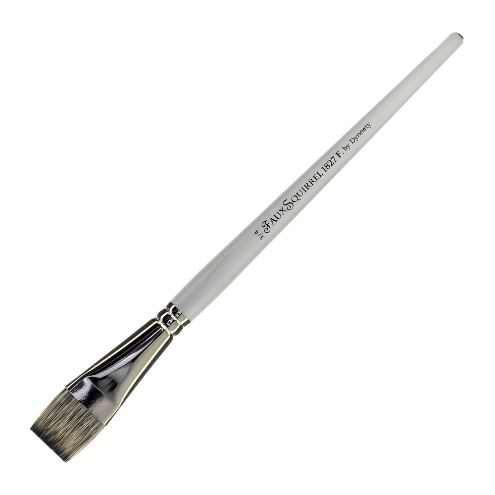 Dynasty Faux Squirrel Paint Brush, 3/4in, Flat Bristle, Squirrel Hair, Silver MPN:23271