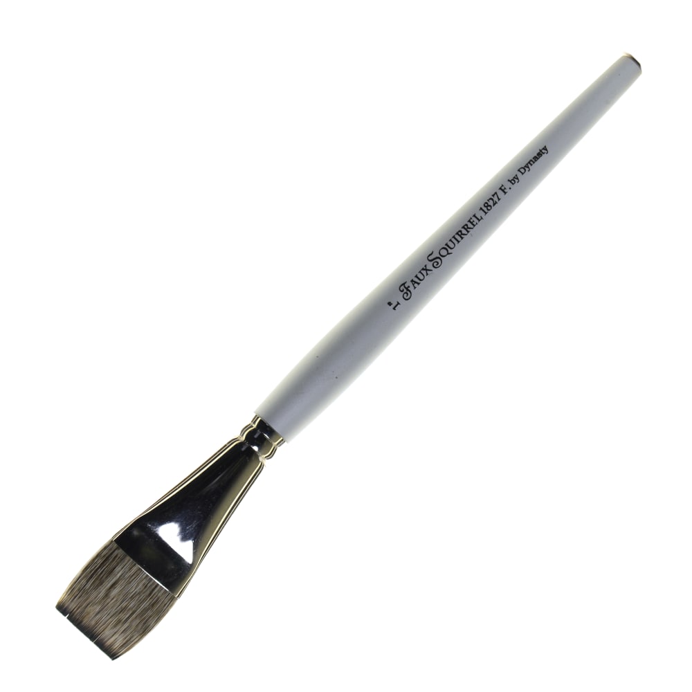 Dynasty Faux Squirrel Paint Brush, 1in, Flat Bristle, Squirrel Hair, Silver MPN:23272