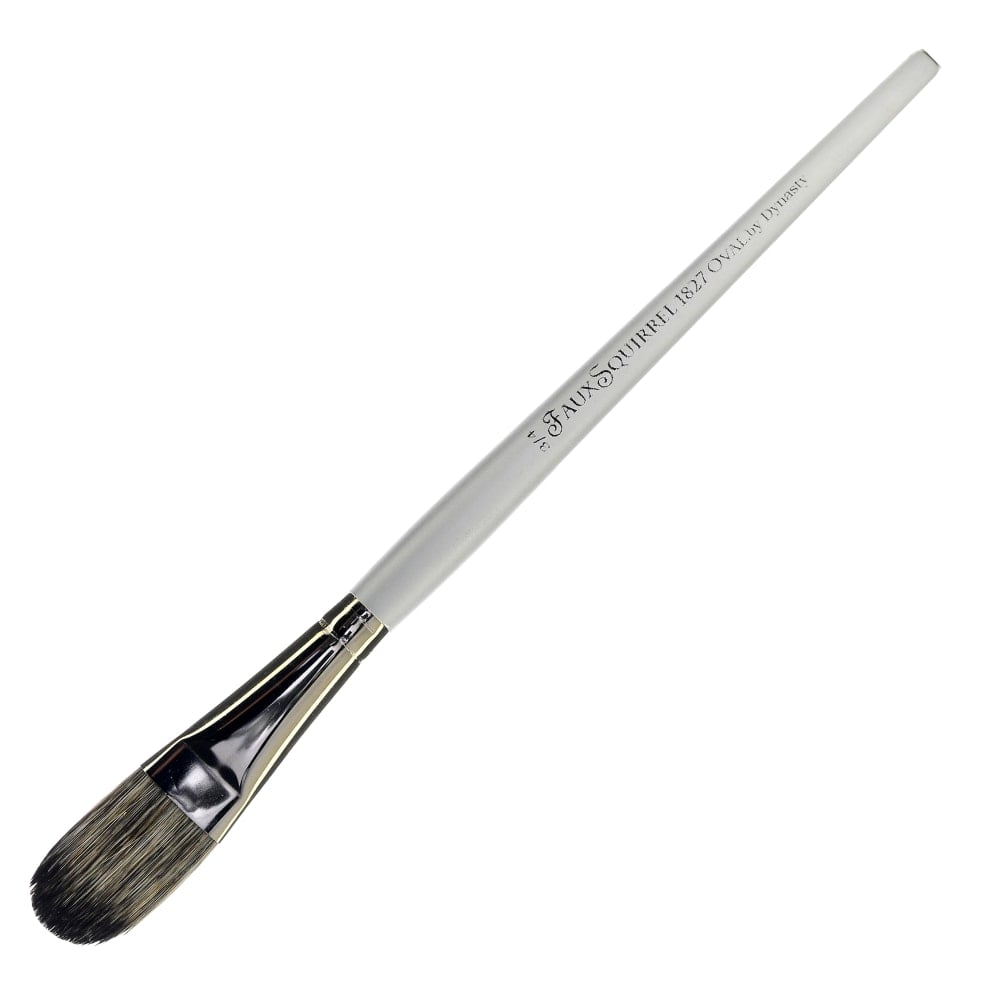 Dynasty Faux Squirrel Paint Brush, 3/4in, Oval Bristle, Squirrel Hair, Silver MPN:23275