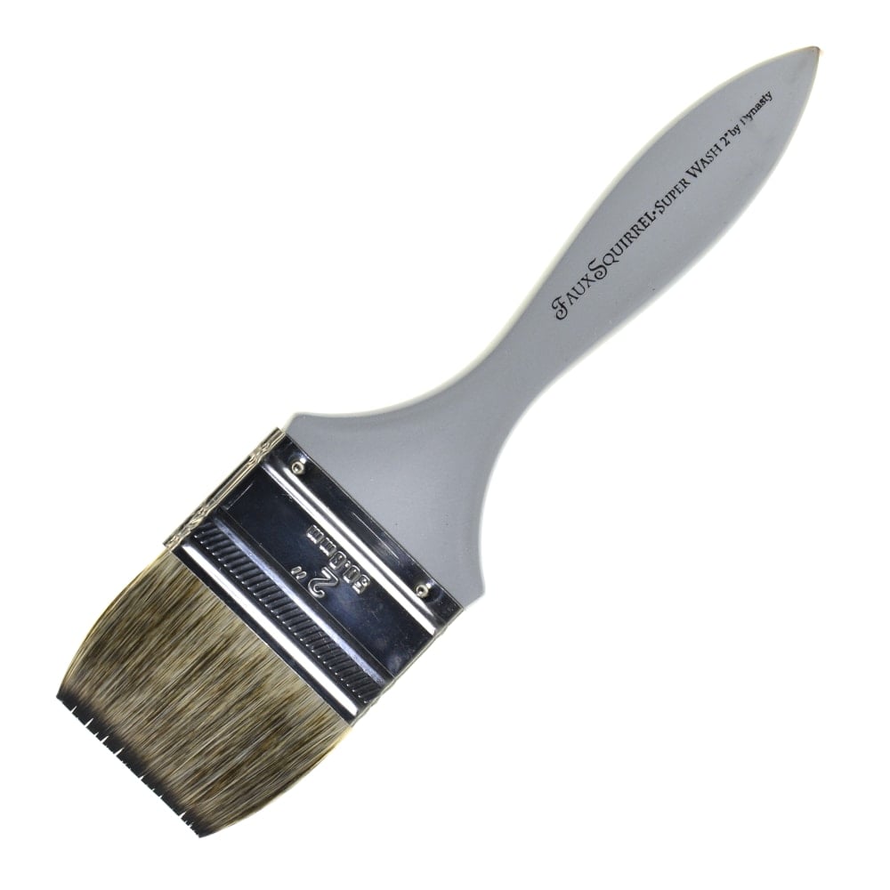 Dynasty Faux Squirrel Paint Brush, 2in, Super-Wash Bristle, Squirrel Hair, Silver MPN:23280