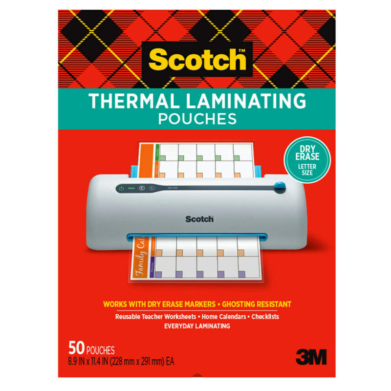 Scotch Thermal Laminating Pouches, 8.9in x 11.4in, 50 Laminating Sheets, Fits Letter Size, TP385450DE, 50/Pack MPN:TP3854-50DE