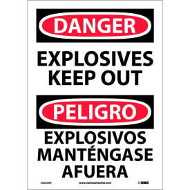 Bilingual Vinyl Sign - Danger Explosives Keep Out ESD436PB