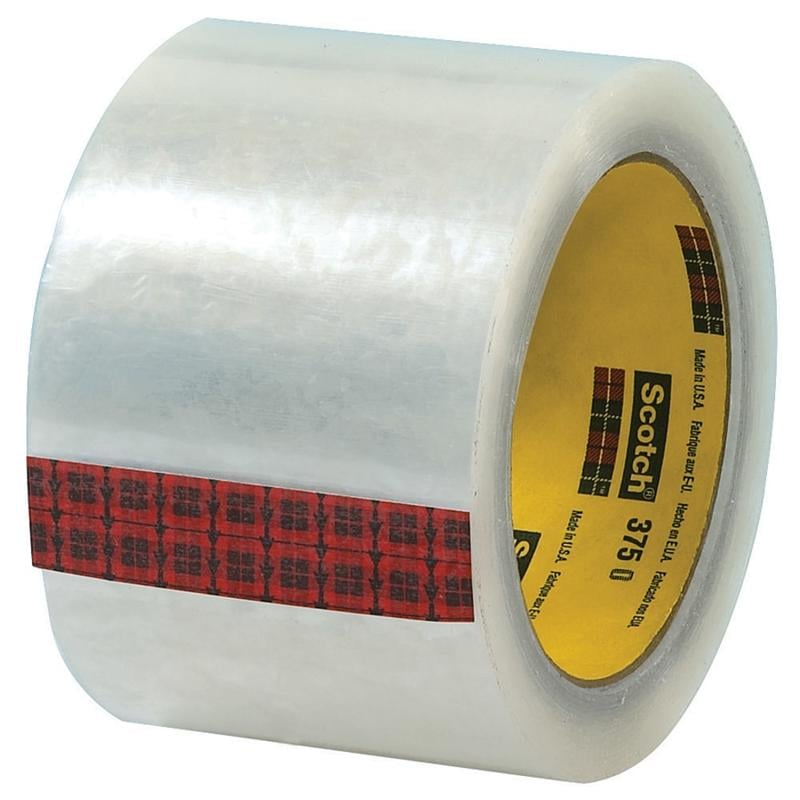 3M 375 Carton Sealing Tape, 3in x 55 Yd., Clear, Case Of 24 MPN:T905375
