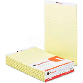 Universal® Perforated Edge Writing Pad Legal/Margin Rule Legal Canary 50-Sheet Dozen UNV40000