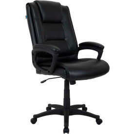 Interion® Antimicrobial Bonded Leather Executive Office Chair With Arms Black 423-AM277