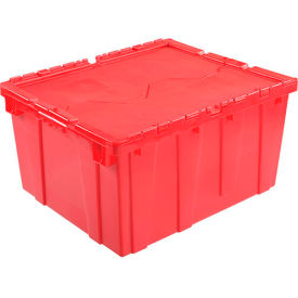 GoVets™ Plastic Attached Lid Shipping & Storage Container 23-3/4x19-1/4x12-1/2 Red 813RD257