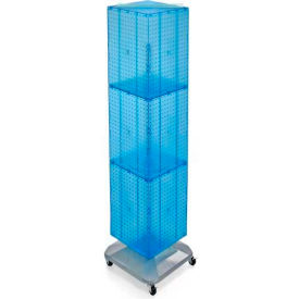 Global Approved 701465-BLU 4-Sided Interlocking Pegboard Floor Display W/ Wheels 14