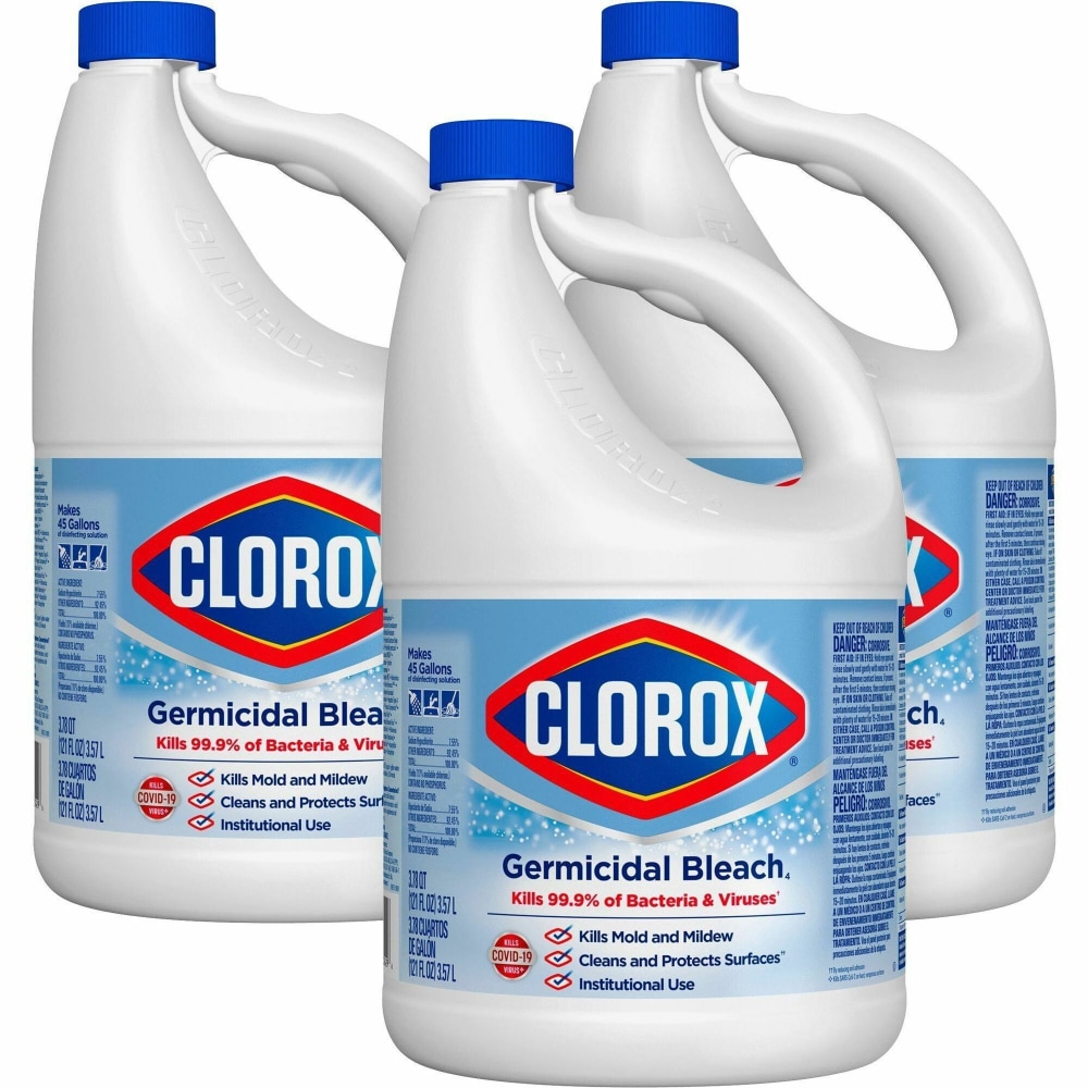Clorox Germicidal Bleach Concentrate, Regular Scent, 121 Oz, White, Carton Of 3 Jugs MPN:32429CT