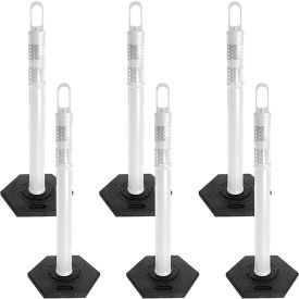 Mr. Chain® Delineator with Reflective Stripe Hexagonal Base White Pack of 6 01-6782