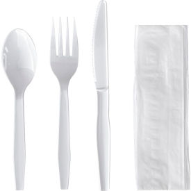 Boardwalk® Mediumweight Four-Piece Cutlery Kit Polystyrene White 250/Carton BWK4KITWHPS