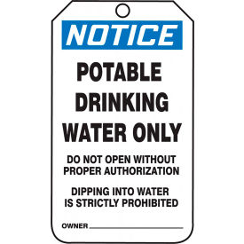 Accuform MNT246PTP Safety Tag NOTICE POTABLE DRINKING WATER ONLY 5.75
