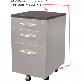 Safco® Aberdeen Series Pedestal Mobile Kit for APBF20 Suspended Credenzas Gray Steel AMK20LGS