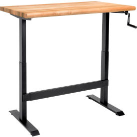GoVets™ Hand-Crank Adjustable Height Workbench Maple Safety Edge 48