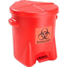 Eagle 6 Gallon Poly Safety Biohazardous Waste Can Red - 943BIO 943BIO