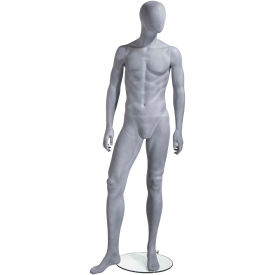 UBM-2 Male Mannequin - Oval Head Arms at Side Right Leg Slightly Bent - Slate Grey-Natural UBM-2