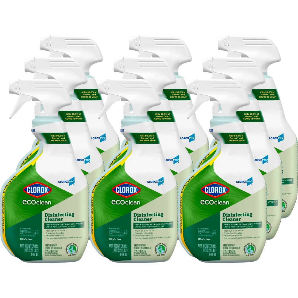 Clorox CloroxPro EcoClean Disinfecting Cleaner Spray Bottles, 32 Oz, Pack Of 9 Bottles MPN:10044600602131CA